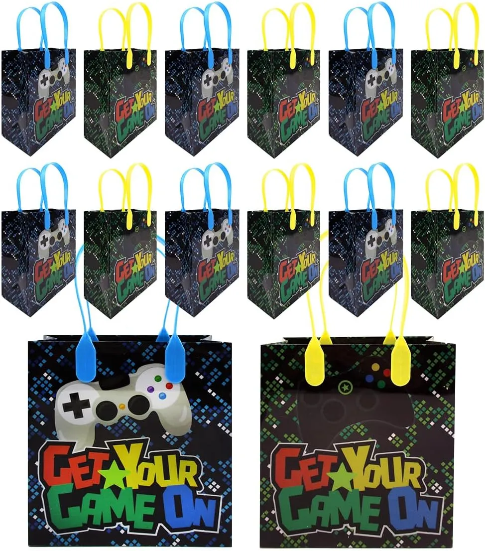 Tiny Mills Video Game Themed Party Favor Bags Treat Bags, 12 Pack