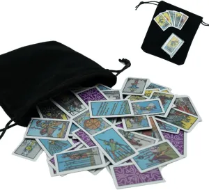 Tiny Tarot Card Set – 78 Miniature Finger-Sized Cards, Portable and Durable, Beautifully Designed with Thick Cards, Includes Plastic Box and Mesh Bag for Easy Storage