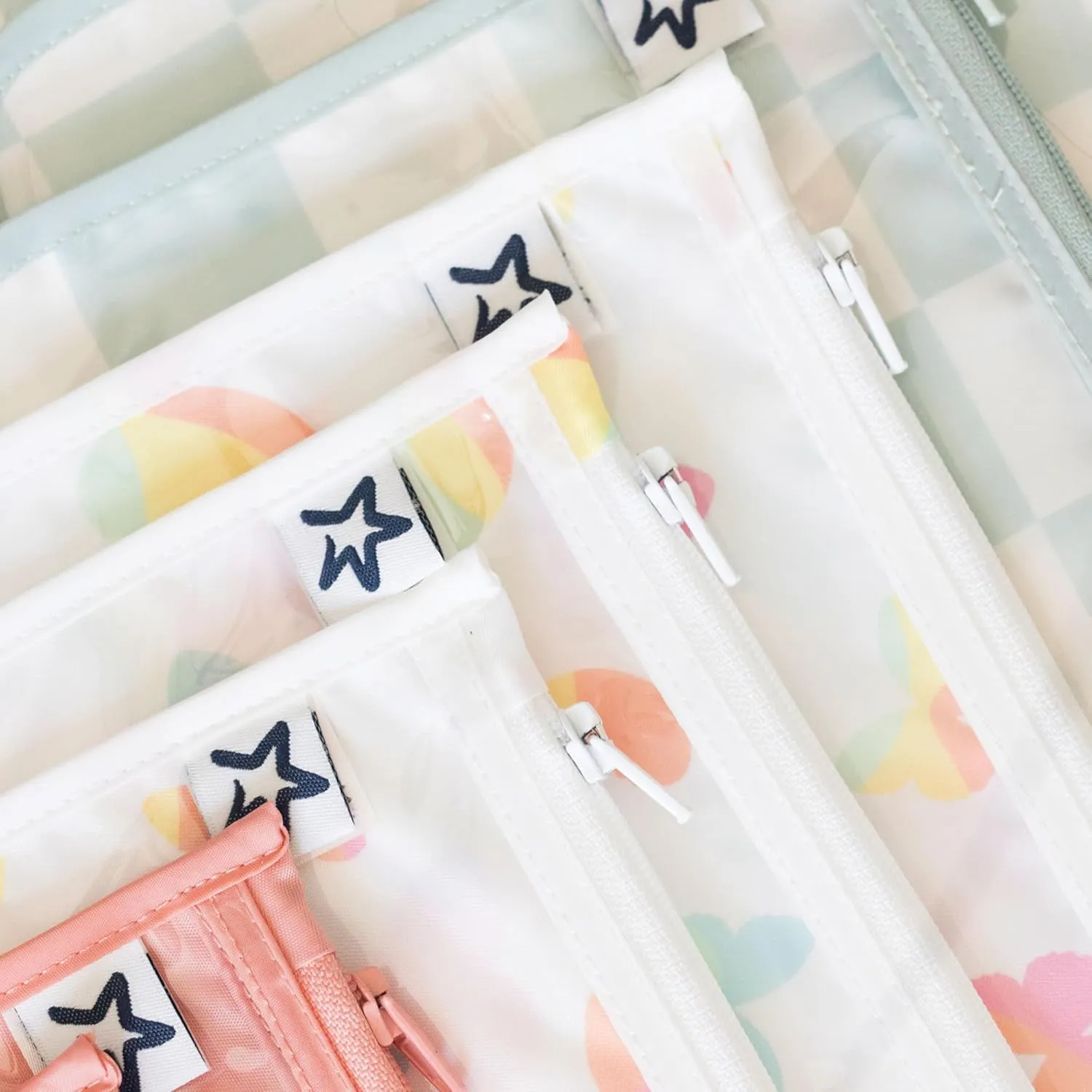 Tiny Twinkle Mess-proof Travel Bags, Airline Compliant, Zipper Closure, Clear Front Pouch, Diaper Bag Packing, Toiletry or Cosmetics Organizer