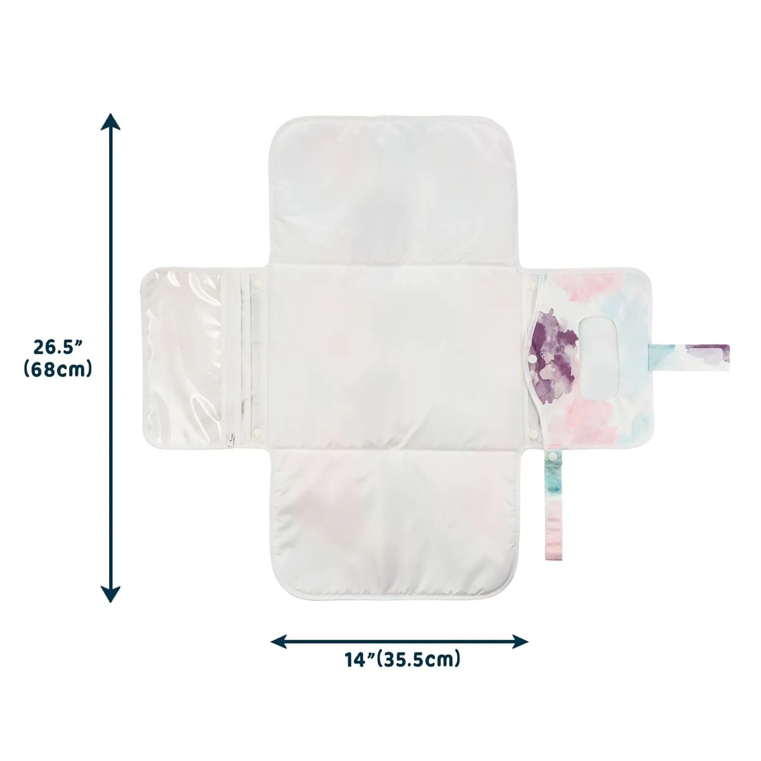 Tiny Twinkle Portable Diaper Changing Pad - Foldable Waterproof Diaper Changing Mat for Travel, Baby Changing Station with Smart Wipes Pocket & Storage (Cotton Candy)