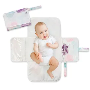 Tiny Twinkle Portable Diaper Changing Pad - Foldable Waterproof Diaper Changing Mat for Travel, Baby Changing Station with Smart Wipes Pocket & Storage (Cotton Candy)