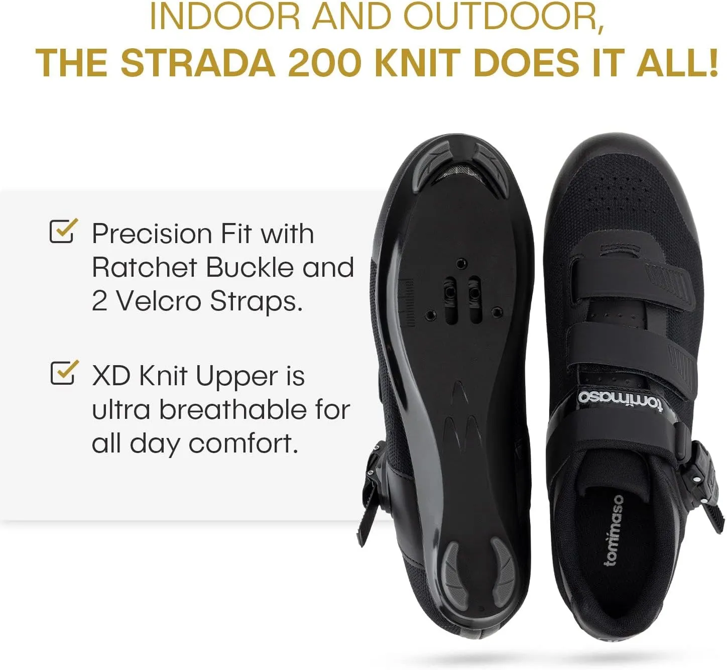 Tommaso Strada Mens SPD & Peloton Shoes—2 in 1 Cycling Shoes—Install Your Own Delta or SPD Cleats for Road Bikes, Indoor Cycles or Most Mens Bicycles—Explore Bike Accessories