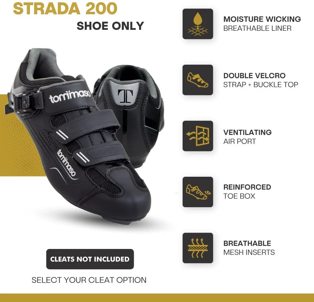 Tommaso Strada Mens SPD & Peloton Shoes—2 in 1 Cycling Shoes—Install Your Own Delta or SPD Cleats for Road Bikes, Indoor Cycles or Most Mens Bicycles—Explore Bike Accessories