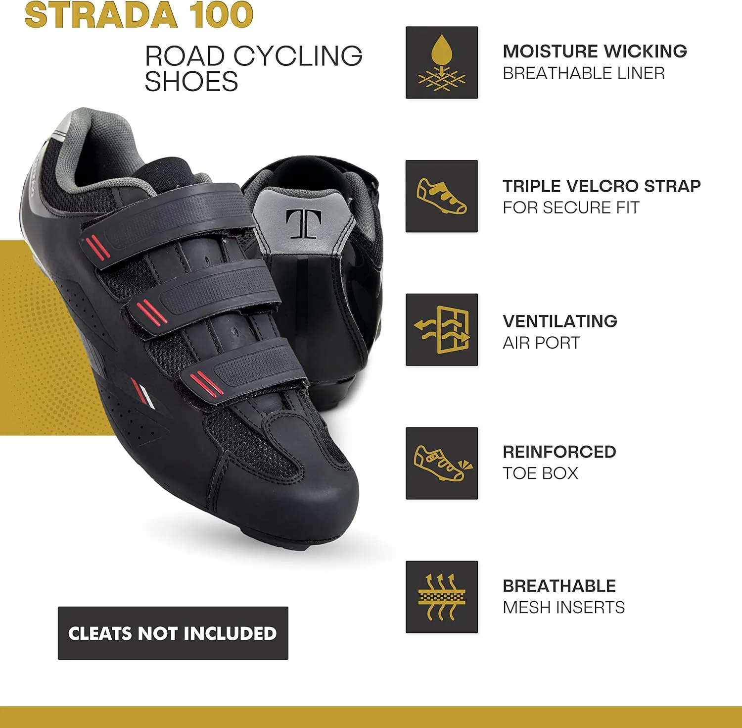 Tommaso Strada Mens SPD & Peloton Shoes—2 in 1 Cycling Shoes—Install Your Own Delta or SPD Cleats for Road Bikes, Indoor Cycles or Most Mens Bicycles—Explore Bike Accessories