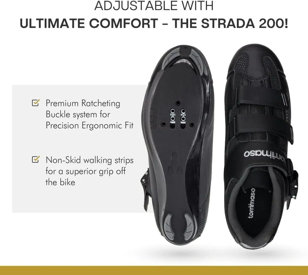 Tommaso Strada Mens SPD & Peloton Shoes—2 in 1 Cycling Shoes—Install Your Own Delta or SPD Cleats for Road Bikes, Indoor Cycles or Most Mens Bicycles—Explore Bike Accessories