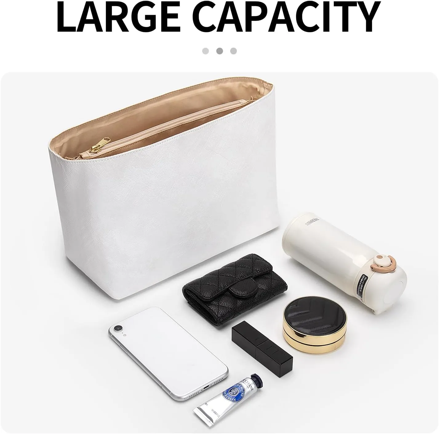 Tote Bag Organizer Insert Compatible with Geya Hobo Handbag, Dupont Paper Inner Purse Organizer Insert, Makeup Liner Bag Shaper (White)