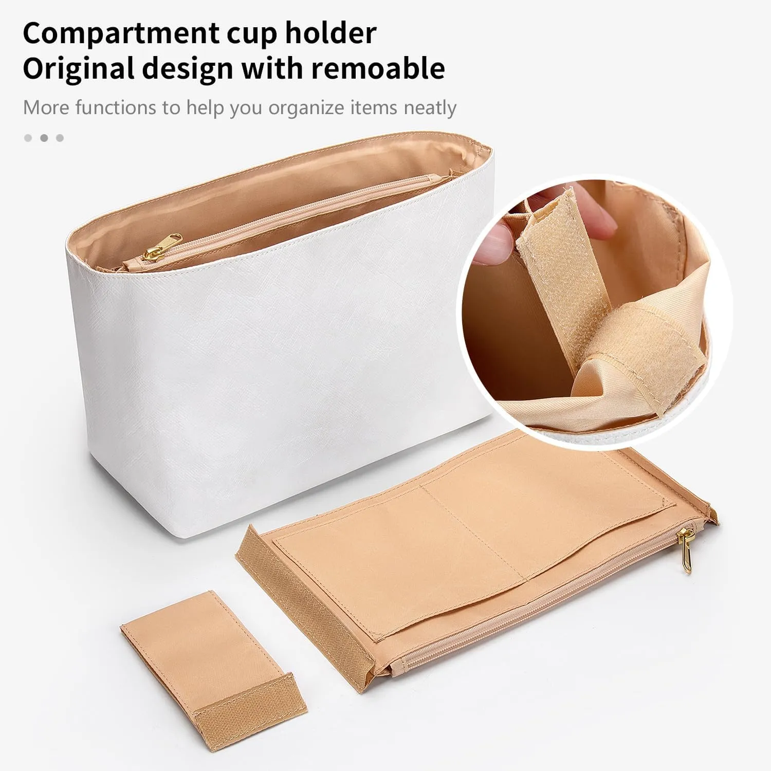 Tote Bag Organizer Insert Compatible with Geya Hobo Handbag, Dupont Paper Inner Purse Organizer Insert, Makeup Liner Bag Shaper (White)