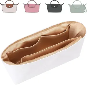 Tote Bag Organizer Insert Compatible with Longchamp Xtra XS Pouch Handbag, Dupont Paper Inner Purse Organizer Insert Makeup Liner Bag Shaper (White, XS/Mini)