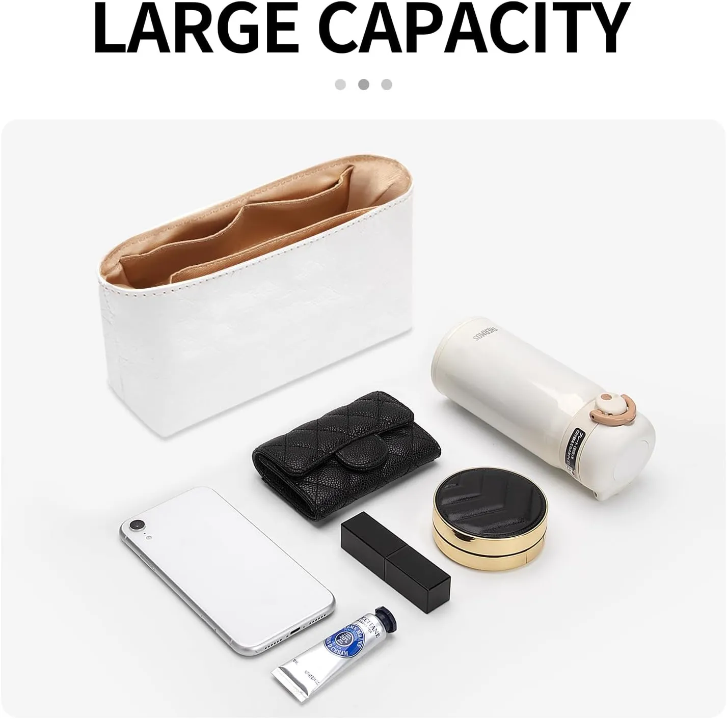 Tote Bag Organizer Insert Compatible with Longchamp Xtra XS Pouch Handbag, Dupont Paper Inner Purse Organizer Insert Makeup Liner Bag Shaper (White, XS/Mini)