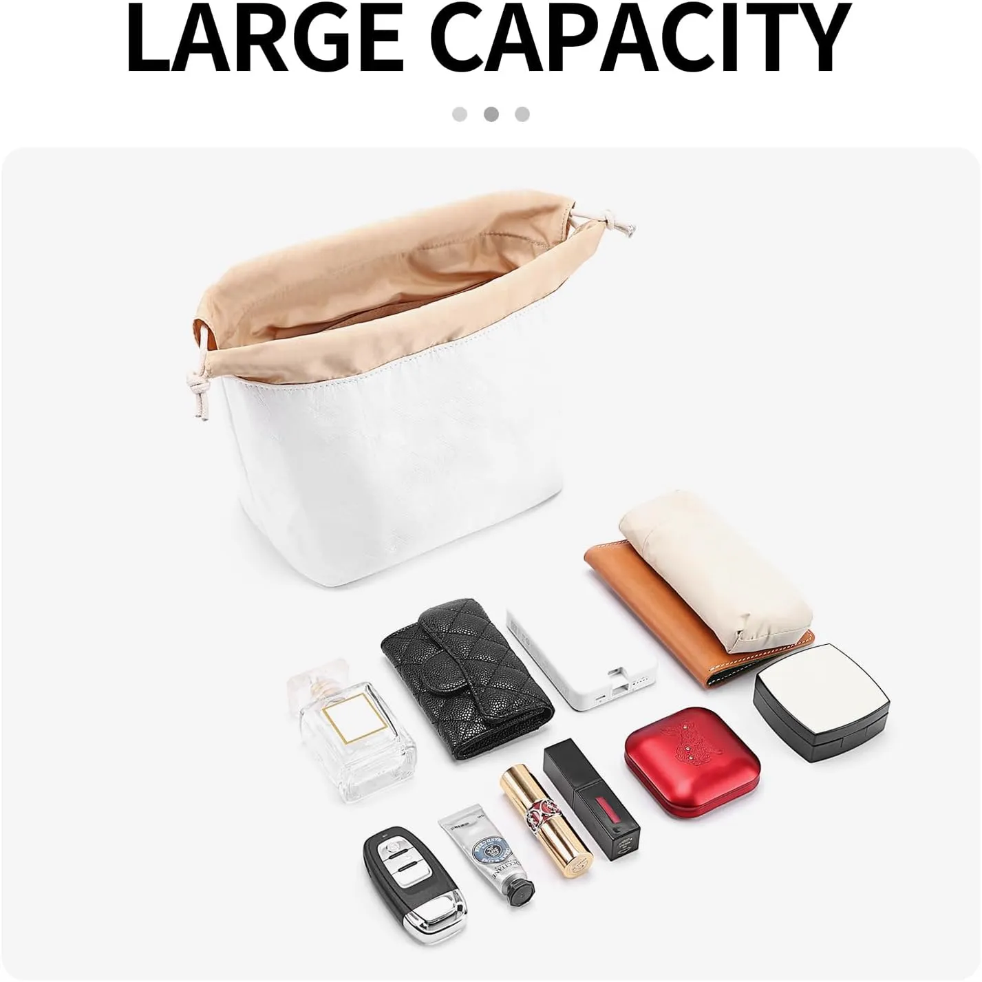 Tote Bag Organizer Insert Compatible with LV Noé BB Handbag, Dupont Paper Inner Purse Organizer Insert Makeup Liner Bag Shaper (White, S)