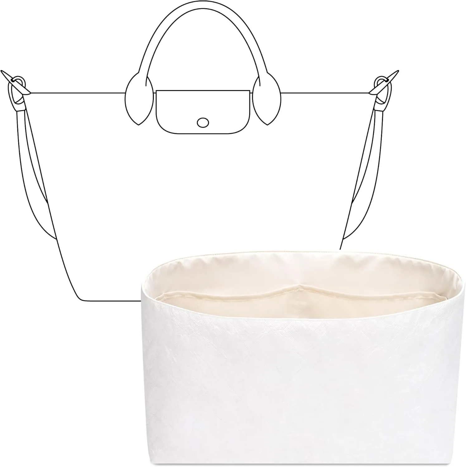 Tote Bag Organizer Insert for Le Pliage Energy S Handbag, Custom Fit Inside Premium Craie Small Lightweight WaterResistant Purse Insert with Cup Holder Accessories