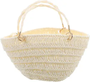 Totority Miniature Woven Shoulder Bag for Dolls Straw Bag for Dollhouse Accessories Cozy Home Decor Versatile Storage Tiny Handbag for Crafts and Display