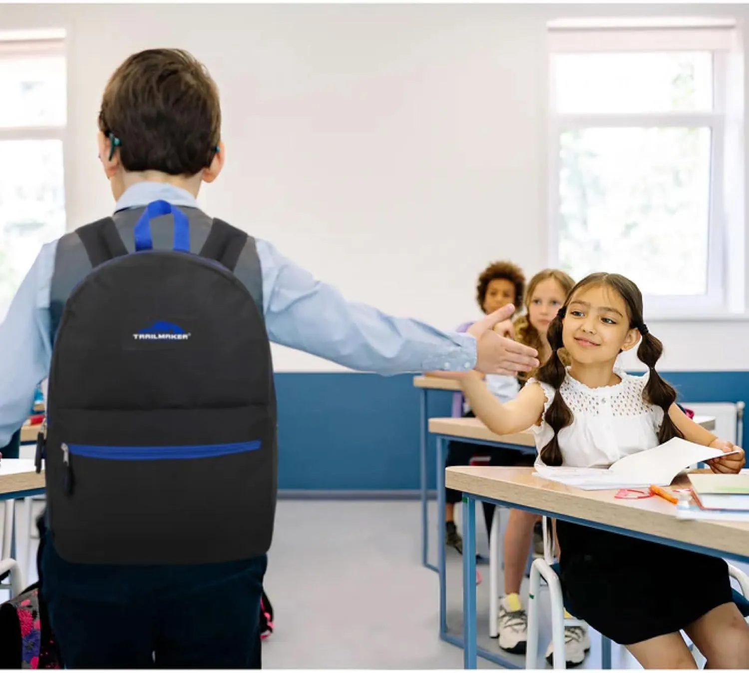 Trail maker 24 Pack Classic Backpacks in Bulk Wholesale Back Packs for Boys and Girls