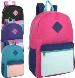 Trail maker Wholesale Backpacks in Bulk 24 Pack for Kids, School, Homeless for Nonprofit with Padded Straps (Girls Color Assortment)