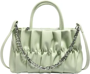 Trendy Cloud Pleated Cross-body Bag with Chain Women’s Stylish Small Purse with Adjustable Straps Y2k Handbag
