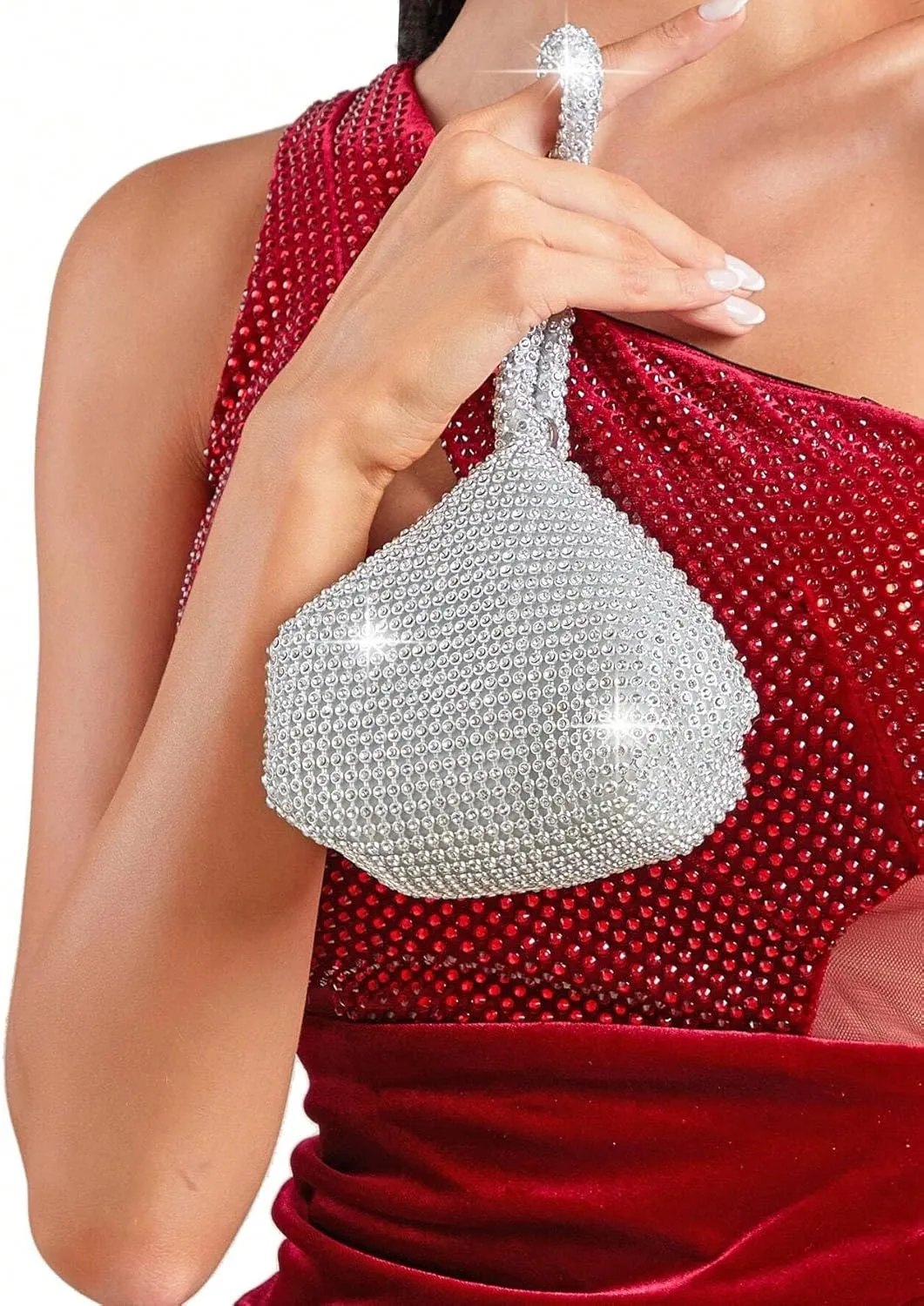 Triangle Bling Sequins Zipper Pouch Luxury Sequins Trihedral Designer Clutch Evening Handbag Mini Tote Coin Purse wallets (Rhinestones, Silver)