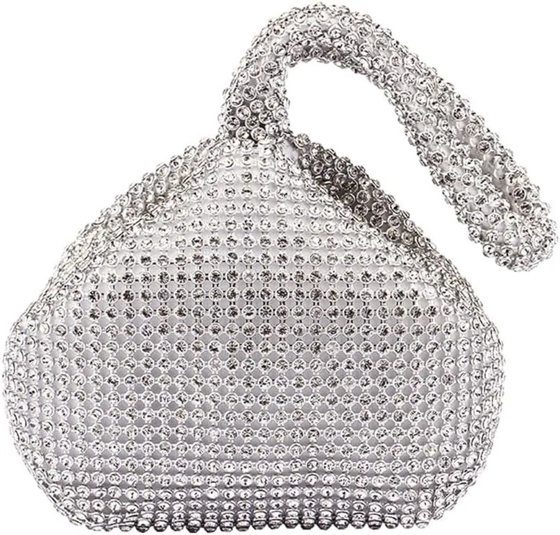 Triangle Bling Sequins Zipper Pouch Luxury Sequins Trihedral Designer Clutch Evening Handbag Mini Tote Coin Purse wallets (Rhinestones, Silver)