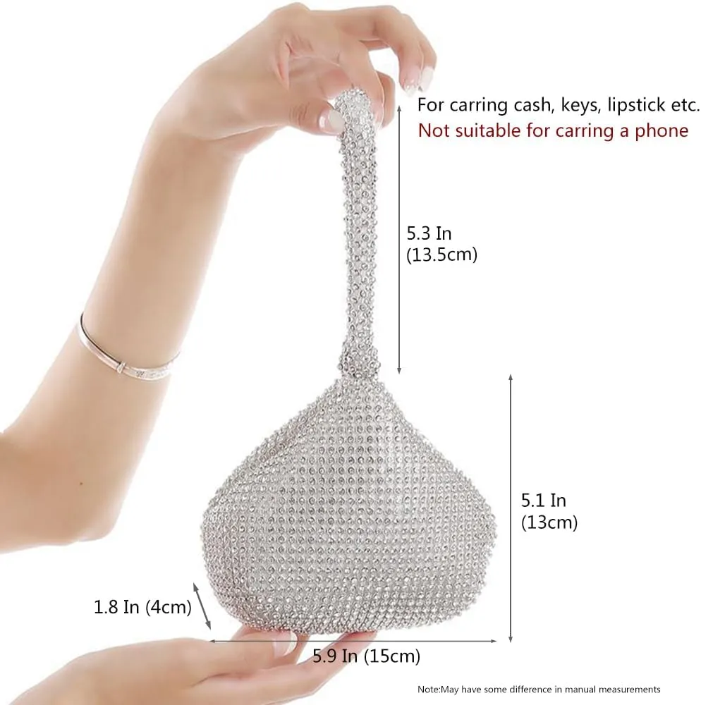 Triangle Bling Sequins Zipper Pouch Luxury Sequins Trihedral Designer Clutch Evening Handbag Mini Tote Coin Purse wallets (Rhinestones, Silver)