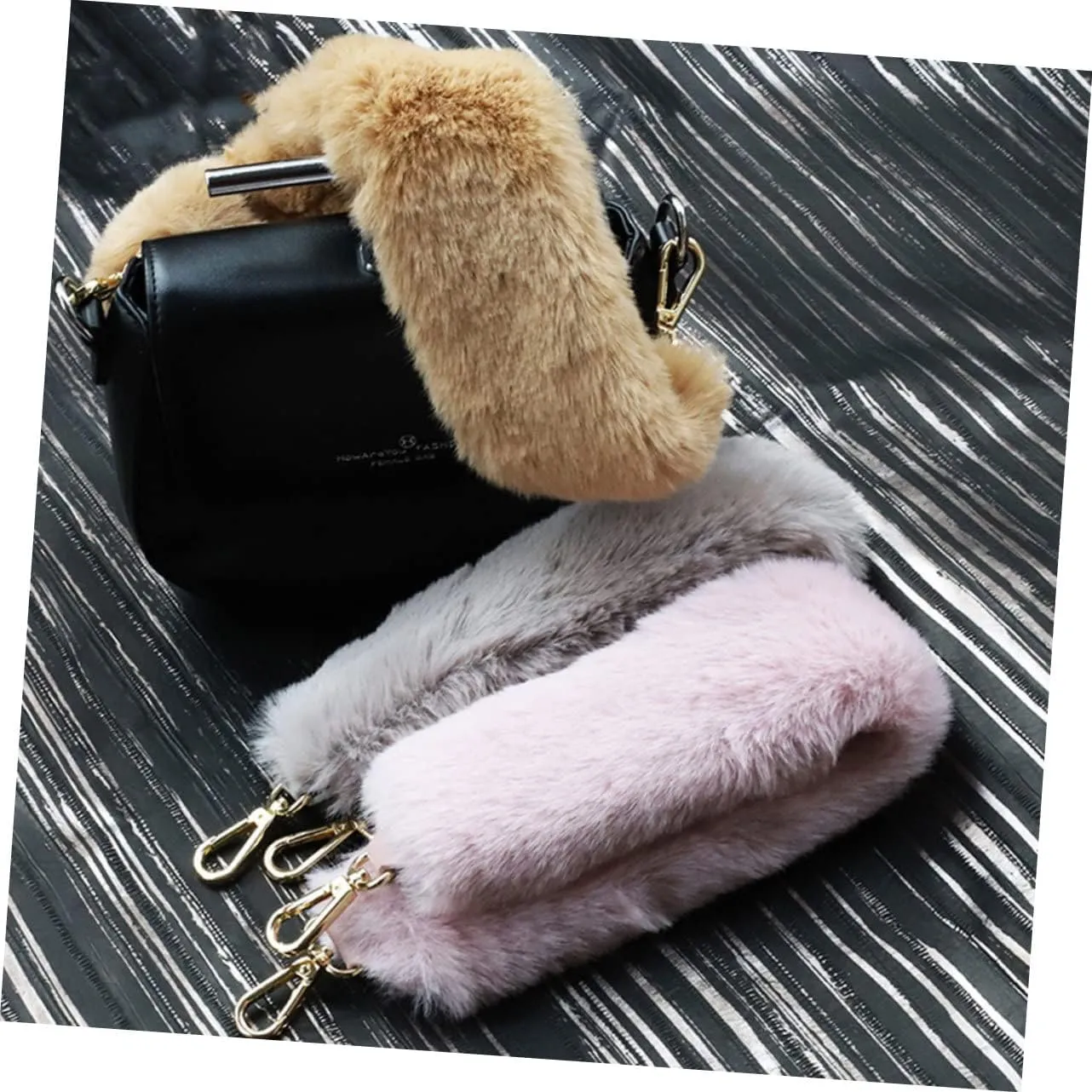 ULDIGI DIY Handbag Handle Replacement Cm Plush Buckle Handle for Women Tote Bag Warm and Stylish Accessory Random