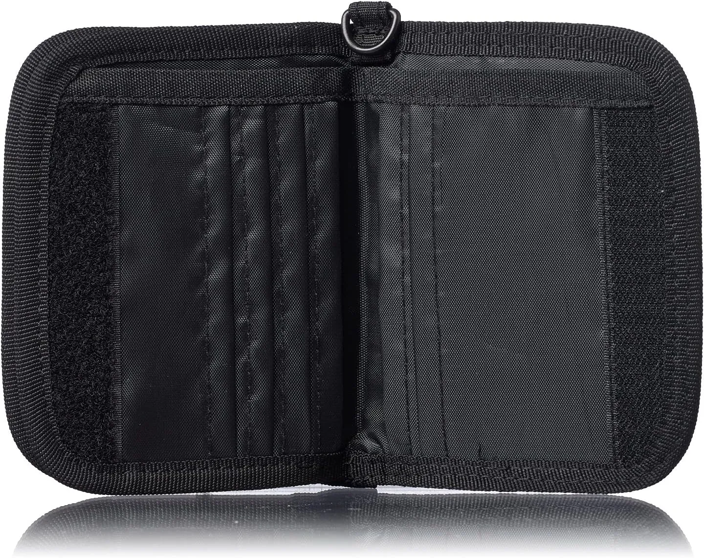 Umbro for Men, Kids Zippered Bi-Fold Minimalist Slim Nylon Wallet (Black)
