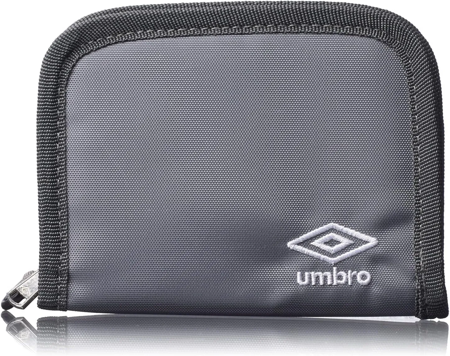 Umbro for Men, Kids Zippered Bi-Fold Minimalist Slim Nylon Wallet (Gray)
