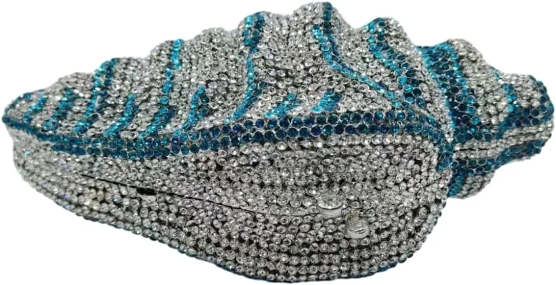 UMREN Conch Luxury Crystal Clutch for Women Sparkly Rhinestones Evening Bag Diamond Handbag Wedding Party Clutch Purse