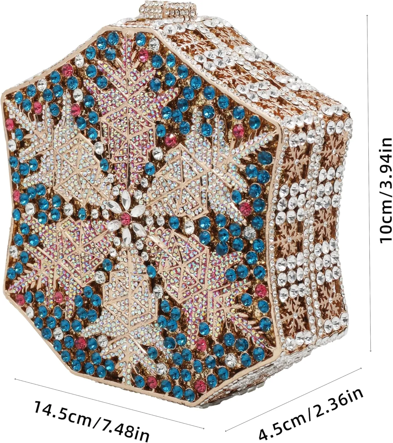 UMREN Crystal Snowflake Evening Bags Dazzling Rhinestone Party Box for Women Formal Party Sparkly Bridal Clutch Purse