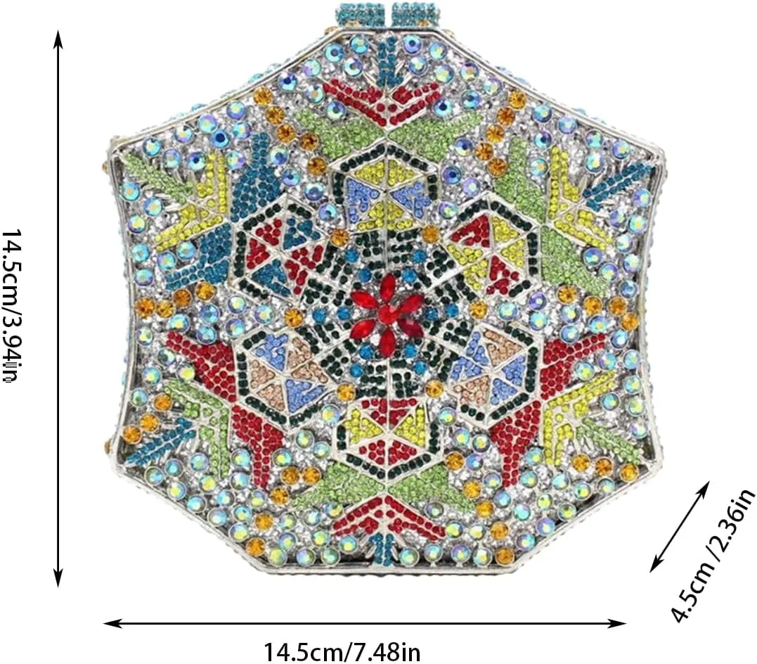 UMREN Crystal Snowflake Evening Bags Dazzling Rhinestone Party Box for Women Formal Party Sparkly Bridal Clutch Purse