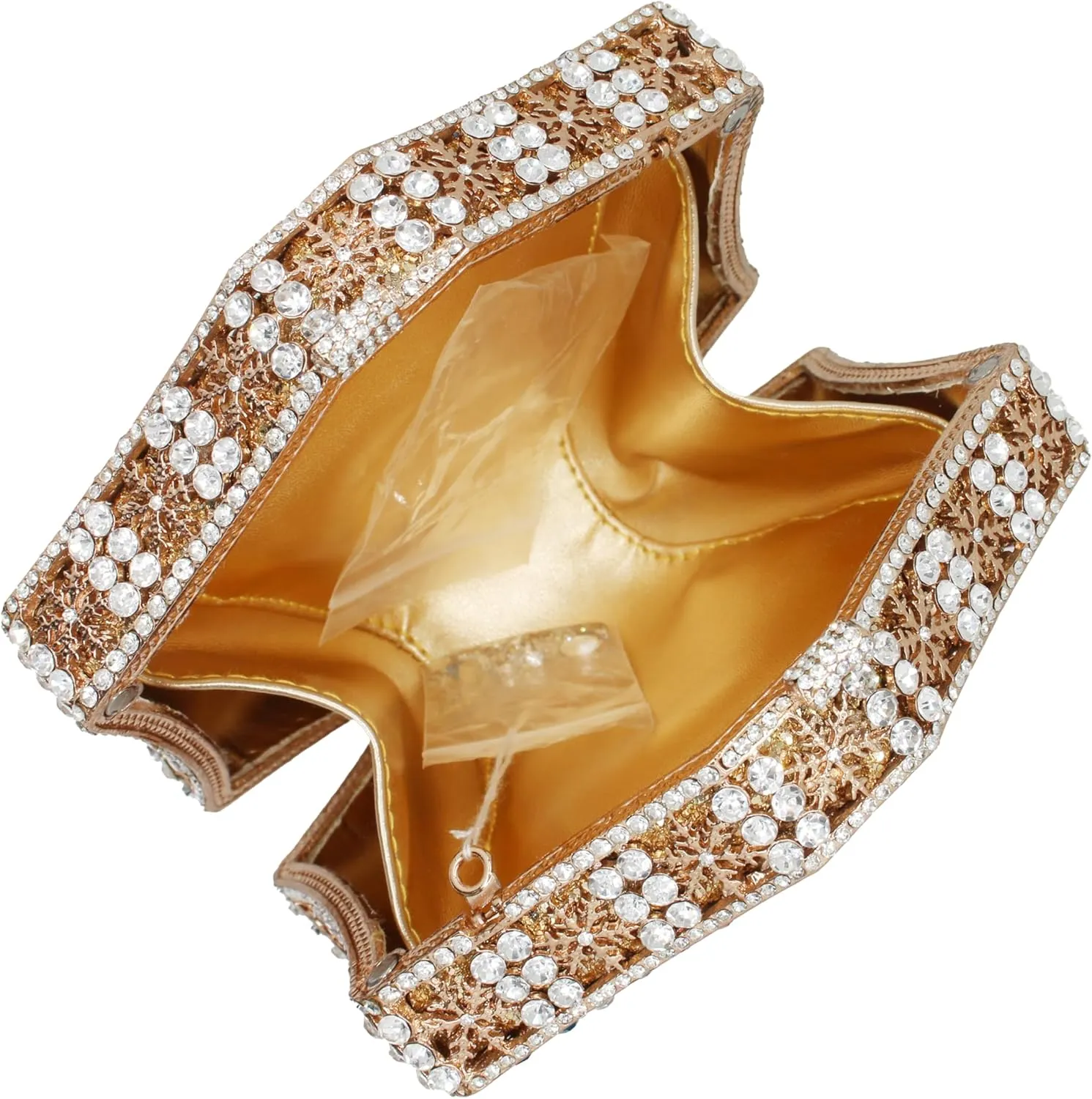 UMREN Crystal Snowflake Evening Bags Dazzling Rhinestone Party Box for Women Formal Party Sparkly Bridal Clutch Purse