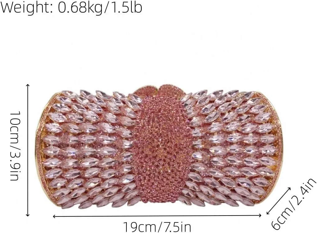 UMREN Luxury Crystal Clutch Rhinestones Evening Bag for Women Bling Purse Sparkly Diamond Handbag for Wedding Party Prom