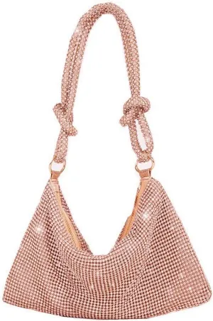 UMREN Rhinestone Hobo Bags for Women Chic Evening Handbag Sparkly Crystal Cluth Purse for Party Club Wedding