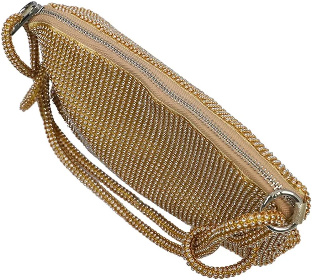 UMREN Rhinestone Hobo Bags for Women Chic Evening Handbag Sparkly Crystal Cluth Purse for Party Club Wedding