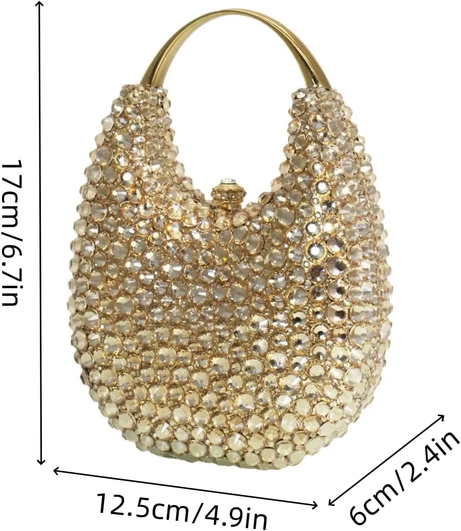 UMREN Women Elegant Diamond Rhinestone Evening Bag Top Handle Crystal Clutch Purse Wedding Party Handbag Unique Crossboby Bag
