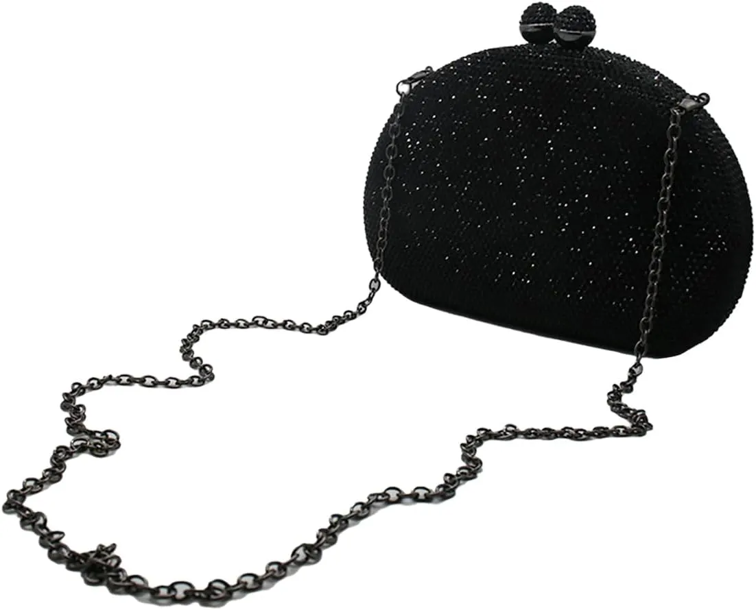 UMREN Women Sparkly Rhinestone Evening Bag Crystal Clutch Purses Glitter Shell Shaped Handbag Wedding Prom Shoulder Bag