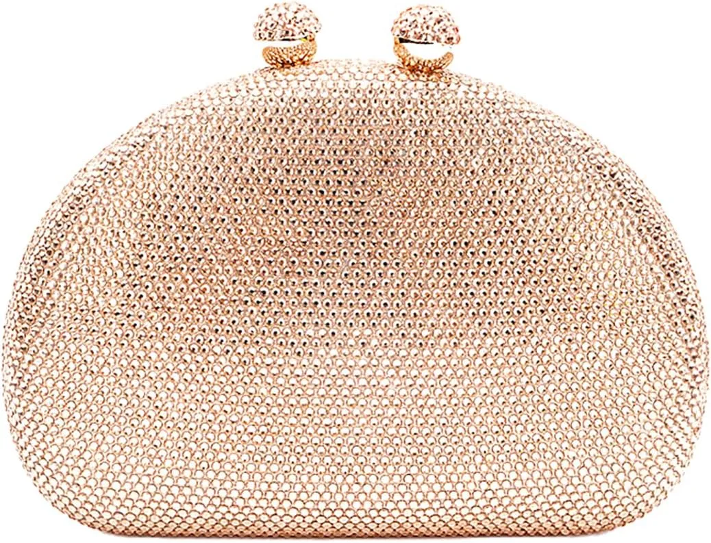 UMREN Women Sparkly Rhinestone Evening Bag Crystal Clutch Purses Glitter Shell Shaped Handbag Wedding Prom Shoulder Bag