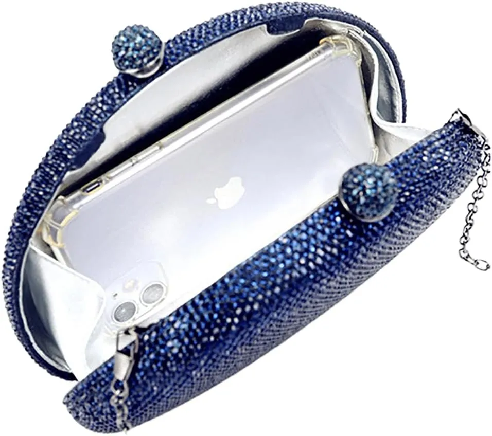 UMREN Women Sparkly Rhinestone Evening Bag Crystal Clutch Purses Glitter Shell Shaped Handbag Wedding Prom Shoulder Bag