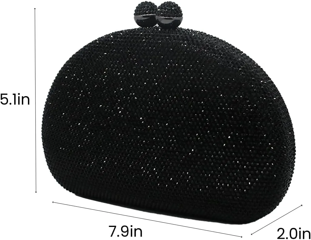 UMREN Women Sparkly Rhinestone Evening Bag Crystal Clutch Purses Glitter Shell Shaped Handbag Wedding Prom Shoulder Bag