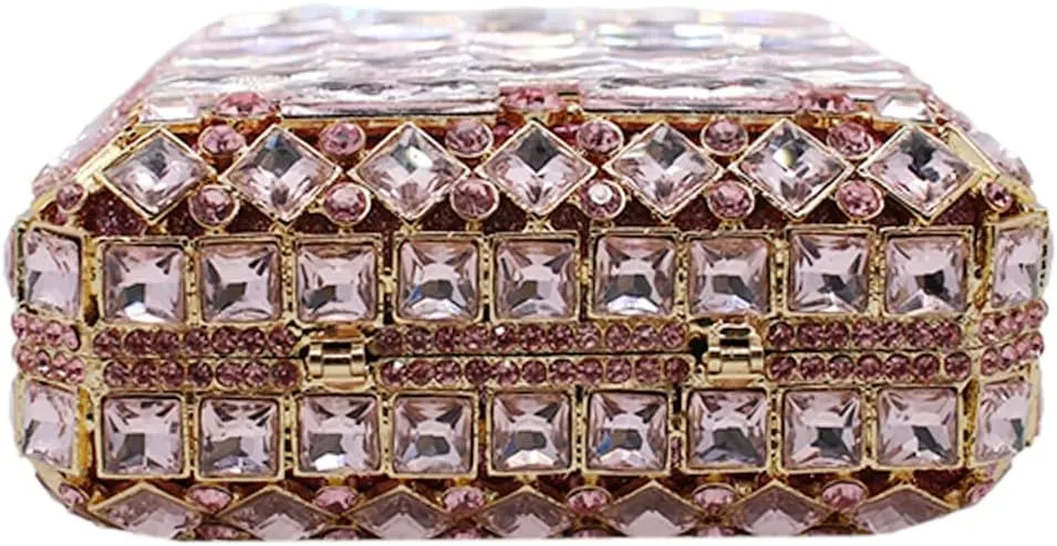 UMREN Women's Perfume Shaped Rhinestone Clutch Purses Sparkly Diamond Box Evening Bag Glitter Party Wedding Handbag