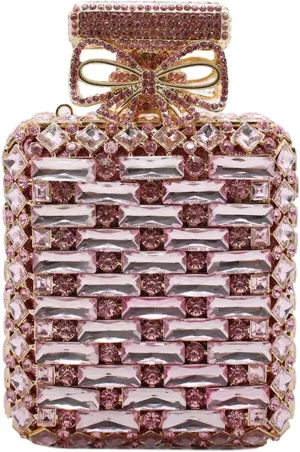 UMREN Women's Perfume Shaped Rhinestone Clutch Purses Sparkly Diamond Box Evening Bag Glitter Party Wedding Handbag