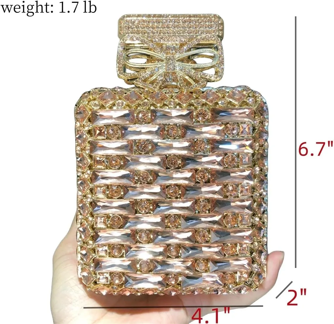 UMREN Women's Perfume Shaped Rhinestone Clutch Purses Sparkly Diamond Box Evening Bag Glitter Party Wedding Handbag