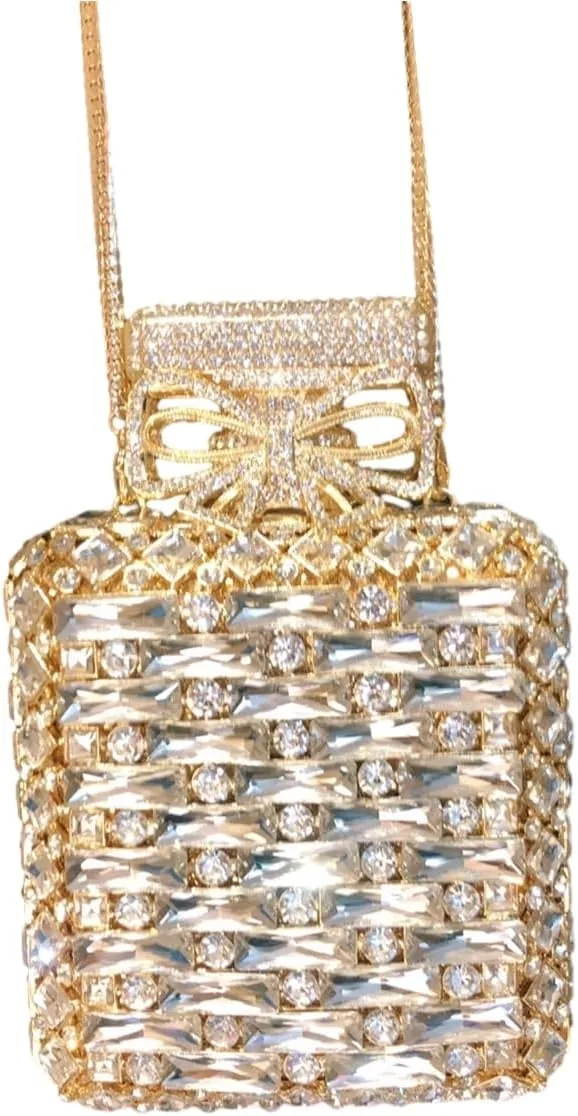 UMREN Women's Perfume Shaped Rhinestone Clutch Purses Sparkly Diamond Box Evening Bag Glitter Party Wedding Handbag