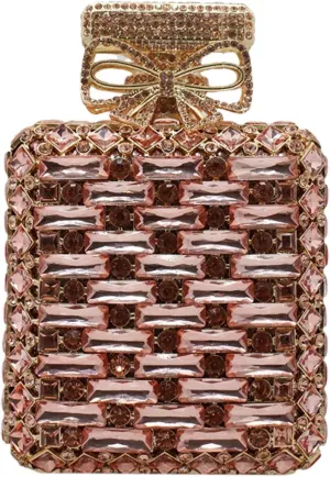UMREN Women's Perfume Shaped Rhinestone Clutch Purses Sparkly Diamond Box Evening Bag Glitter Party Wedding Handbag