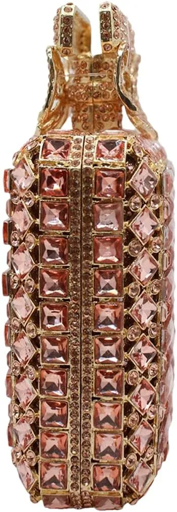 UMREN Women's Perfume Shaped Rhinestone Clutch Purses Sparkly Diamond Box Evening Bag Glitter Party Wedding Handbag