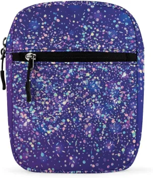 Unique Purple Glittering Small Crossbody Bag Sling Bag Shoulder Handbag For Women Men Mini Messenger Bags With Adjustable Straps