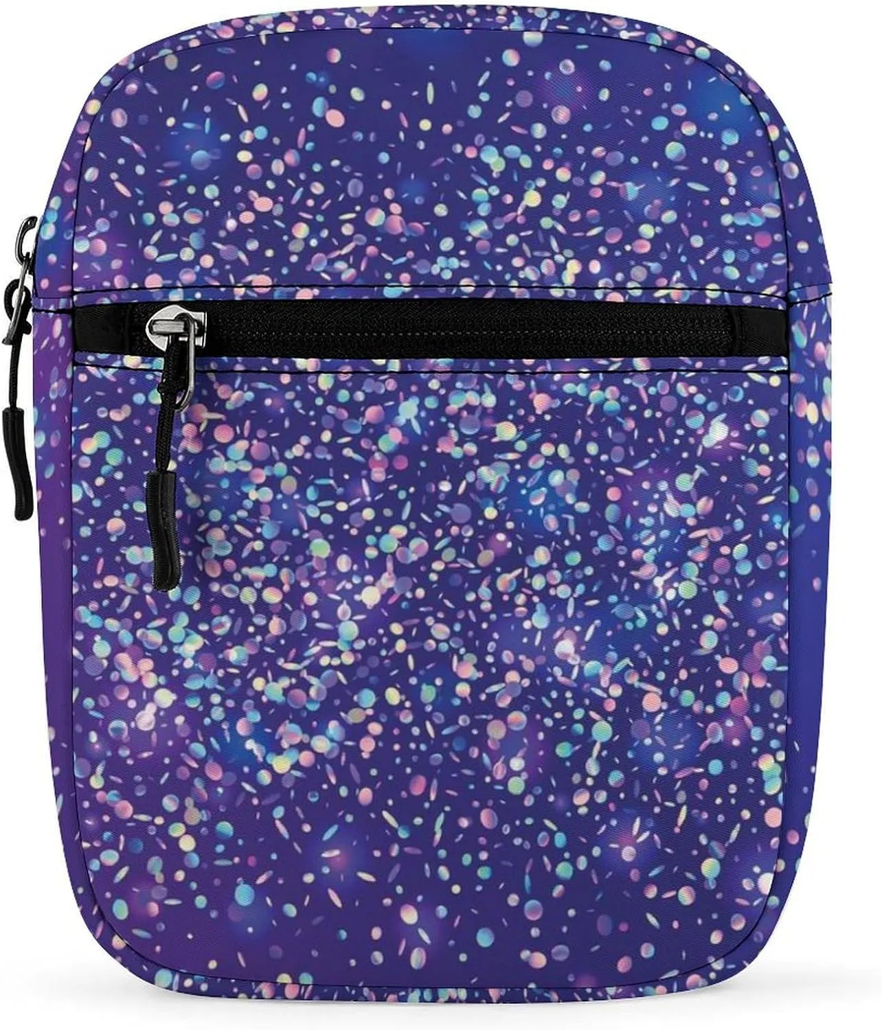 Unique Purple Glittering Small Crossbody Bag Sling Bag Shoulder Handbag For Women Men Mini Messenger Bags With Adjustable Straps