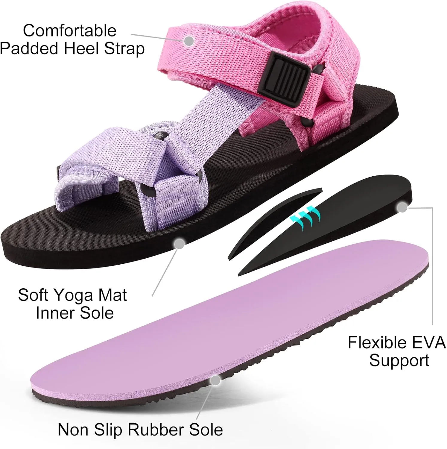 Unisex-Child Big Kids Sandals Adjustable Straps Slip on Athletic Sandals Outdoor Casual Shoes