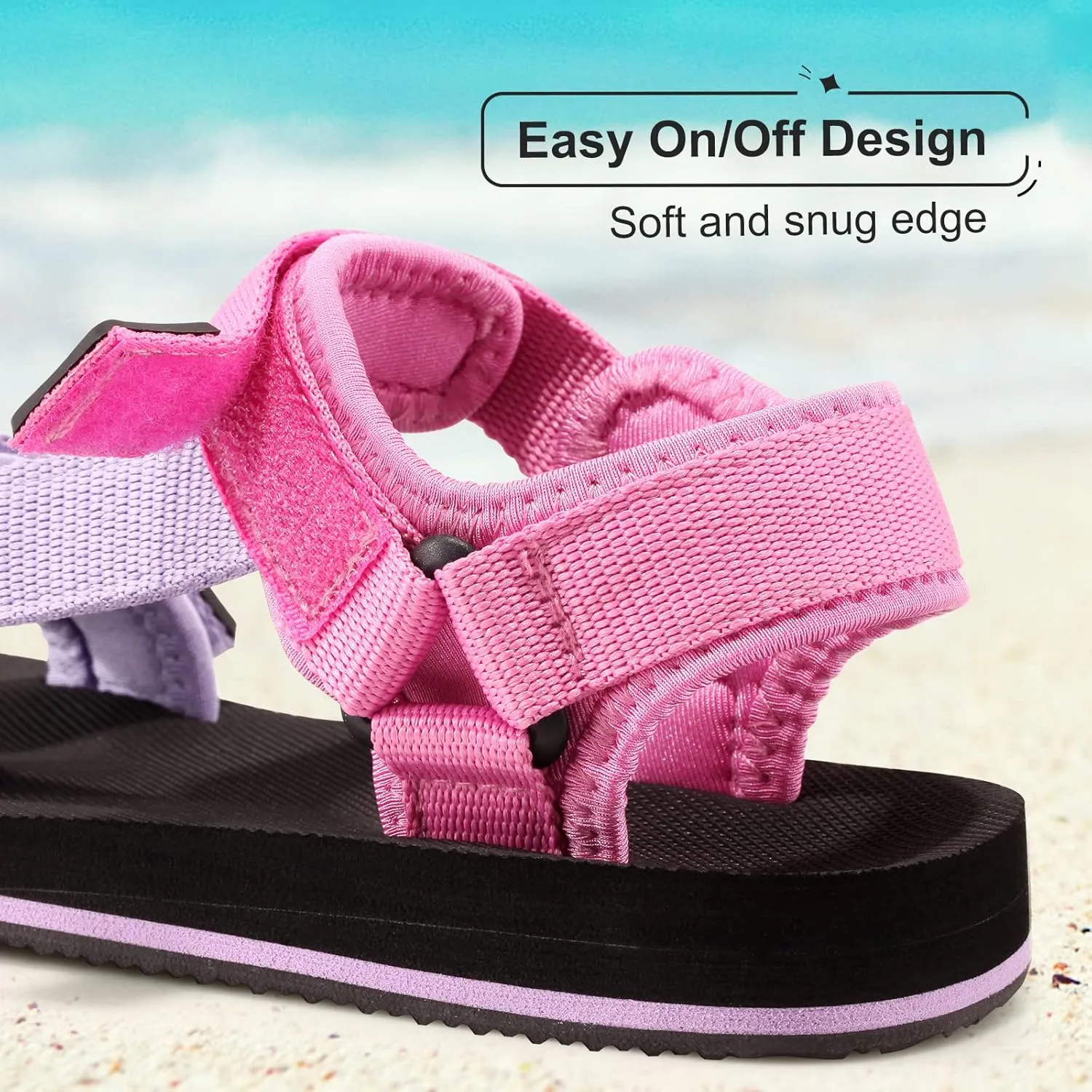 Unisex-Child Big Kids Sandals Adjustable Straps Slip on Athletic Sandals Outdoor Casual Shoes