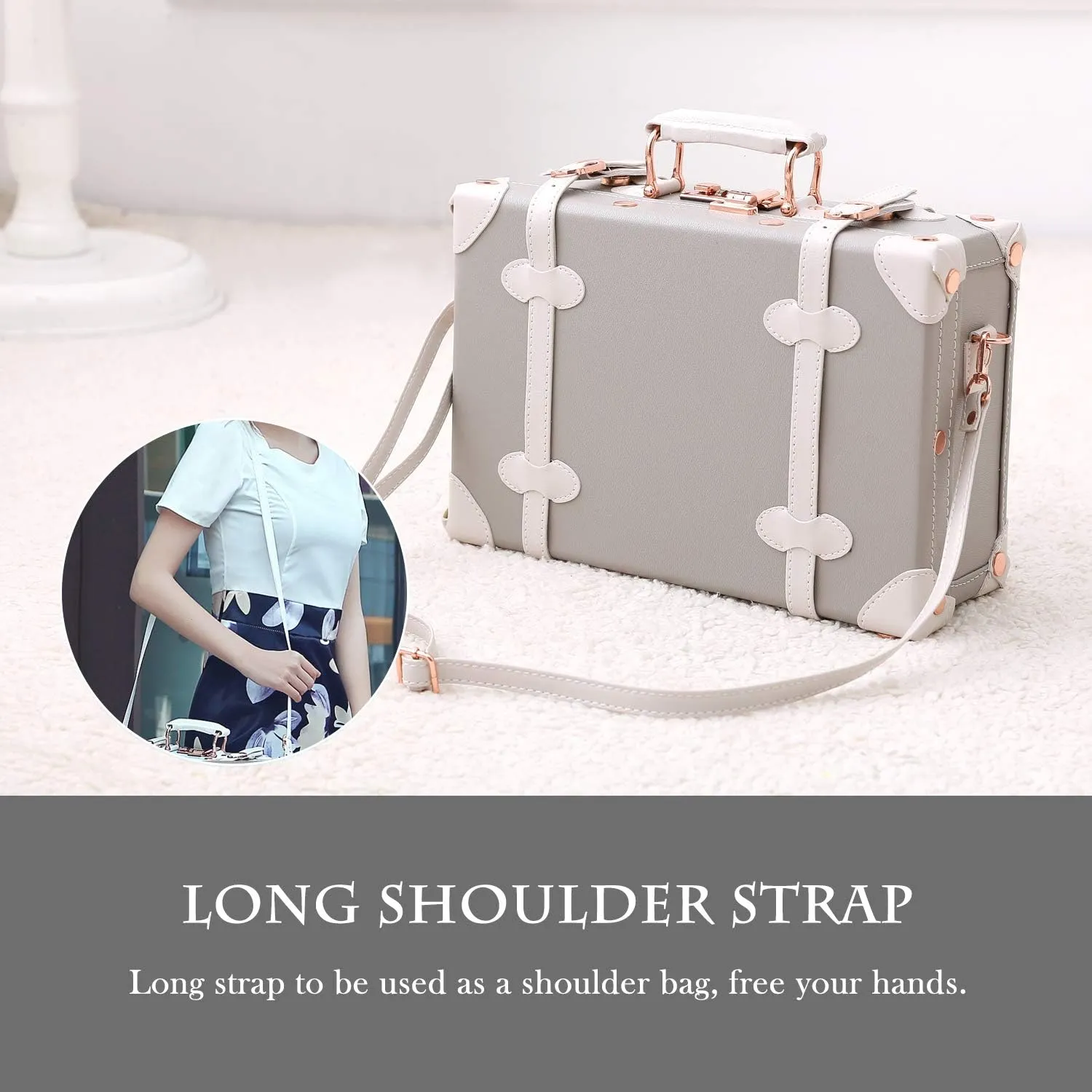 Unitravel 12inch Women Cute Suitcase Small Train Case with Straps