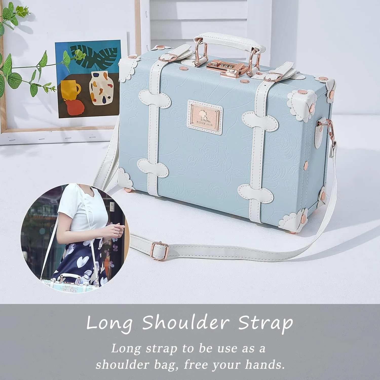 Unitravel 12inch Women Cute Suitcase Small Train Case with Straps