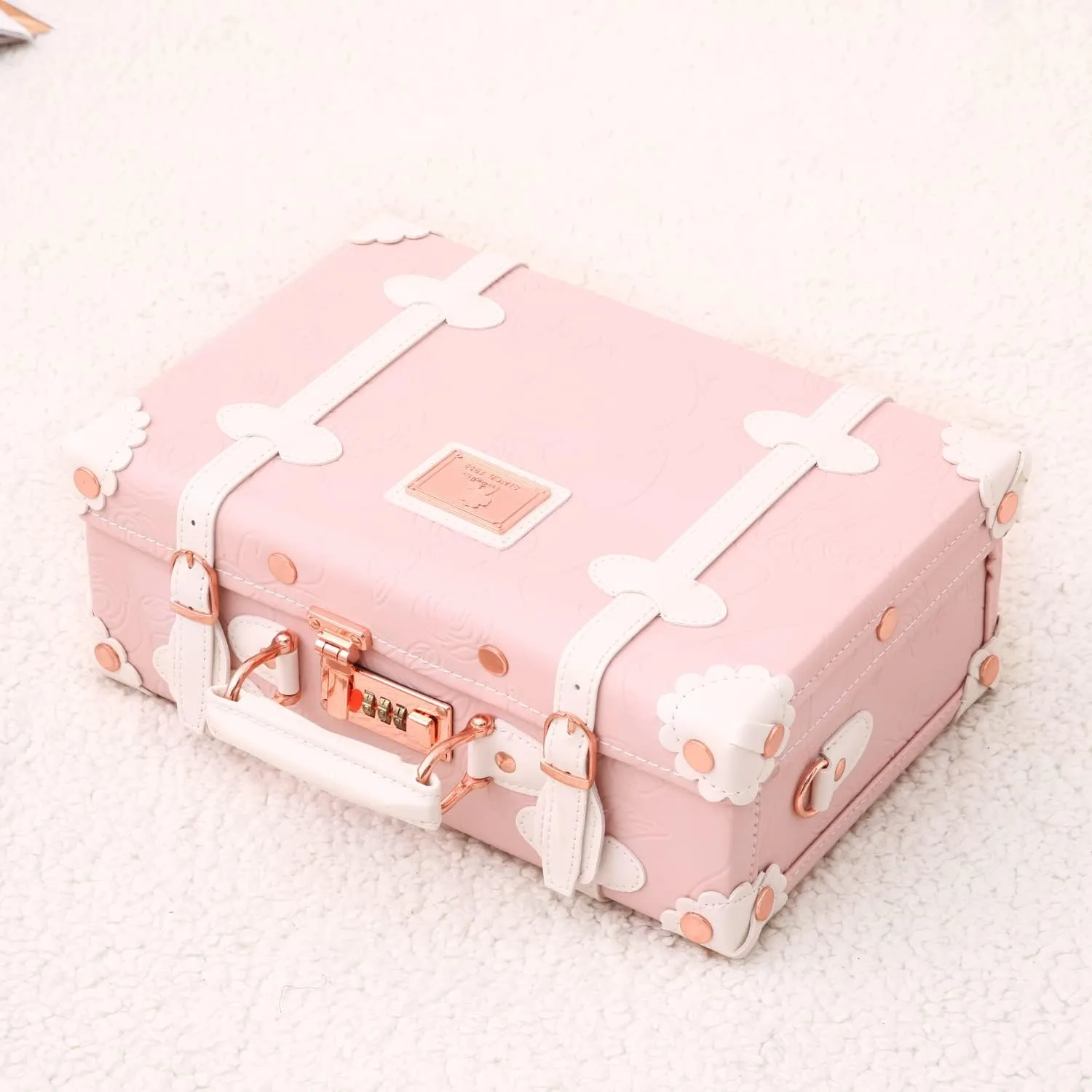 Unitravel 12inch Women Cute Suitcase Small Train Case with Straps